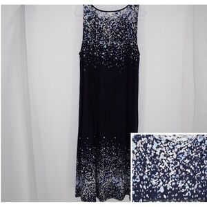 Pure Jill Dress XL Navy Sleeveless Stretch Coastal Comfort Preppy Resort EUC
